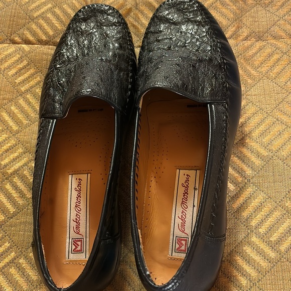 SANDRO MOSCOLNI MEN’S Genuine Alligator Designer Shoes EUC 9.5 AA Black Loafers - Picture 5 of 13
